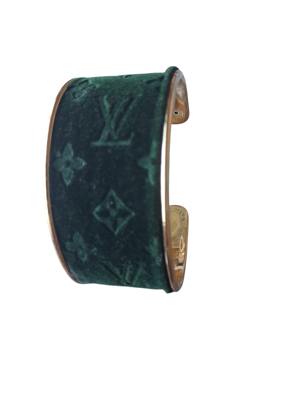 LV Cuff Velvet Cuff Bracelet with Gold Trim